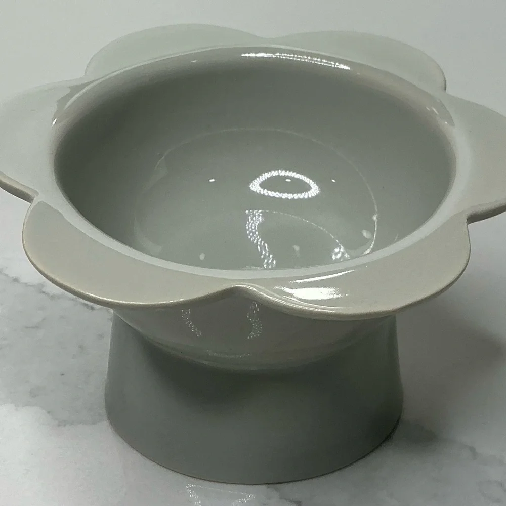 Elevated Cat Dog Food Bowl 16 Oz Ceramic Raised Tilted Water/Food Gray FLOWER